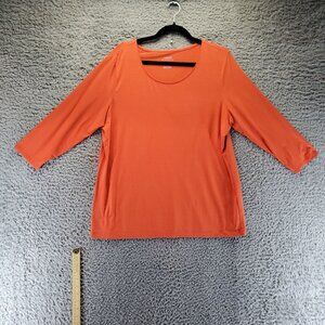 Chicos Top Womens Size 3 US 16 Orange The Ultimate Tee Stretch Scoop Neck